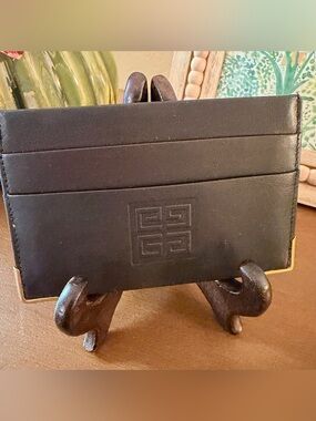 Givenchy Soft Beautiful Black Leather Card Case with Gold Corner Accents